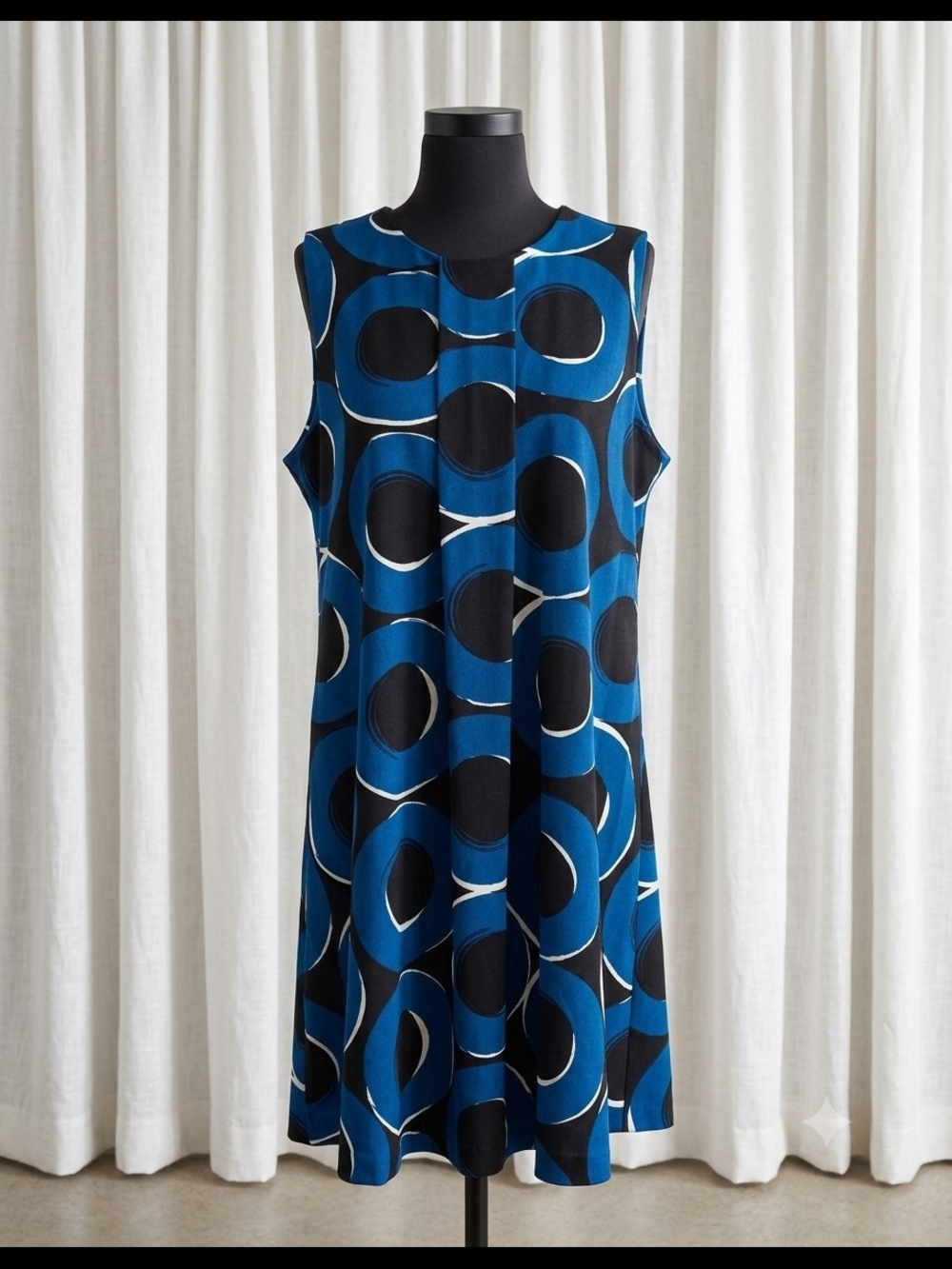 Alfani Blue, Black & White Abstract Sheath Dress - Picture 1 of 3